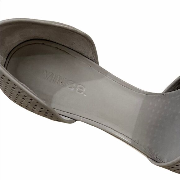 Vince Aurelian Perforated Leather D'orsay Heel Gray 10 - Picture 4 of 6